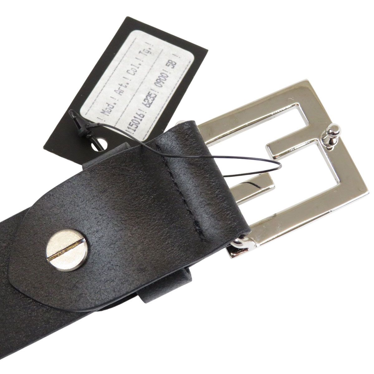 【美品】FENDI フェンディ FF金具バックル ベルト付き　シルバー ブラック FENDI フェンディ 本革 レザー ベルト シルバー メタルバックル 黒