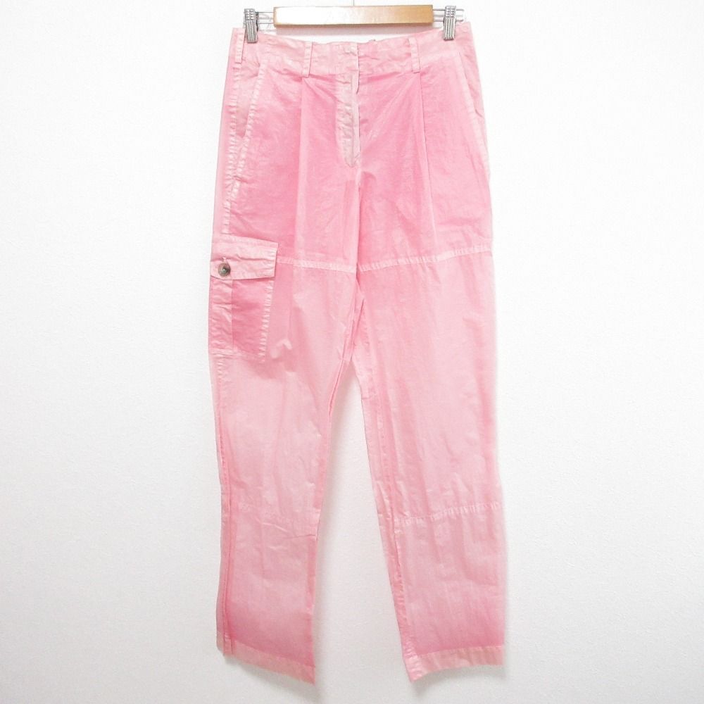 NINA RICCI ニナリッチ プリーツシャエル ストレートレッグ カーゴパンツ サイズ38 ピンク レディース 古着