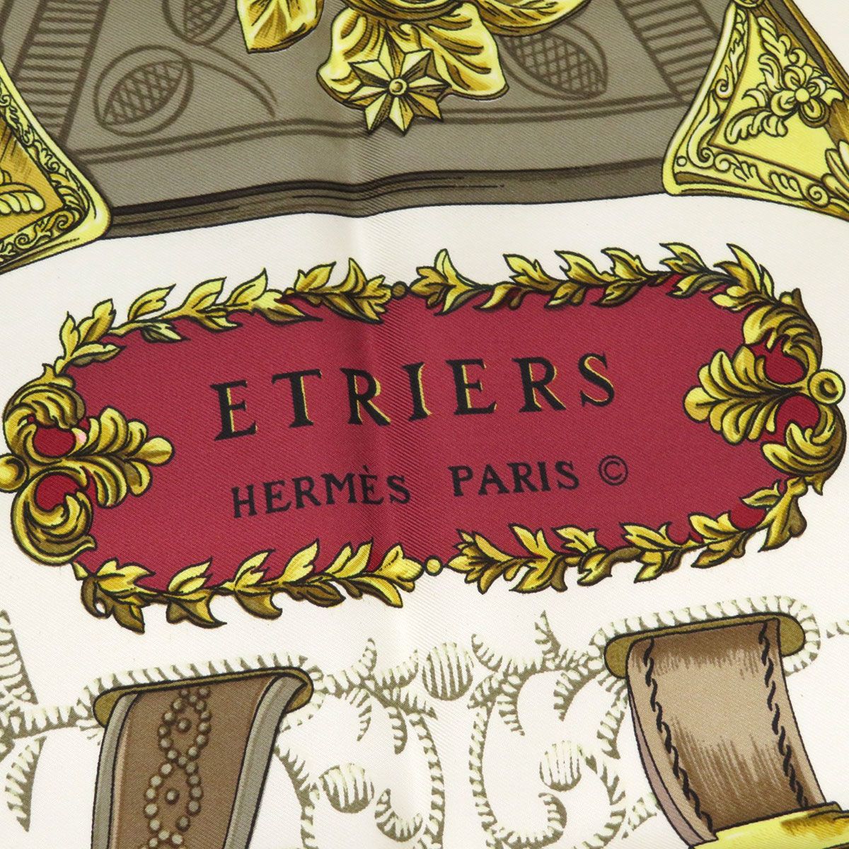 エルメス カレ 90 ETRIERS 鎧 スカーフ ユニセックス レッド系 HERMES アパレル 小物