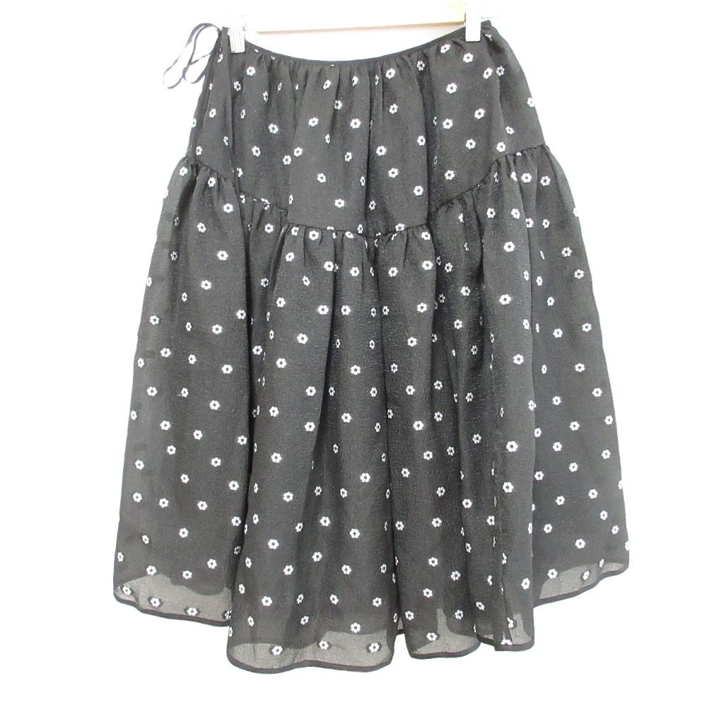CECILIE BAHNSEN セシリーバンセン ROISE フラワー刺繍 フ スカート サイズUK8 ブラック レディース 古着