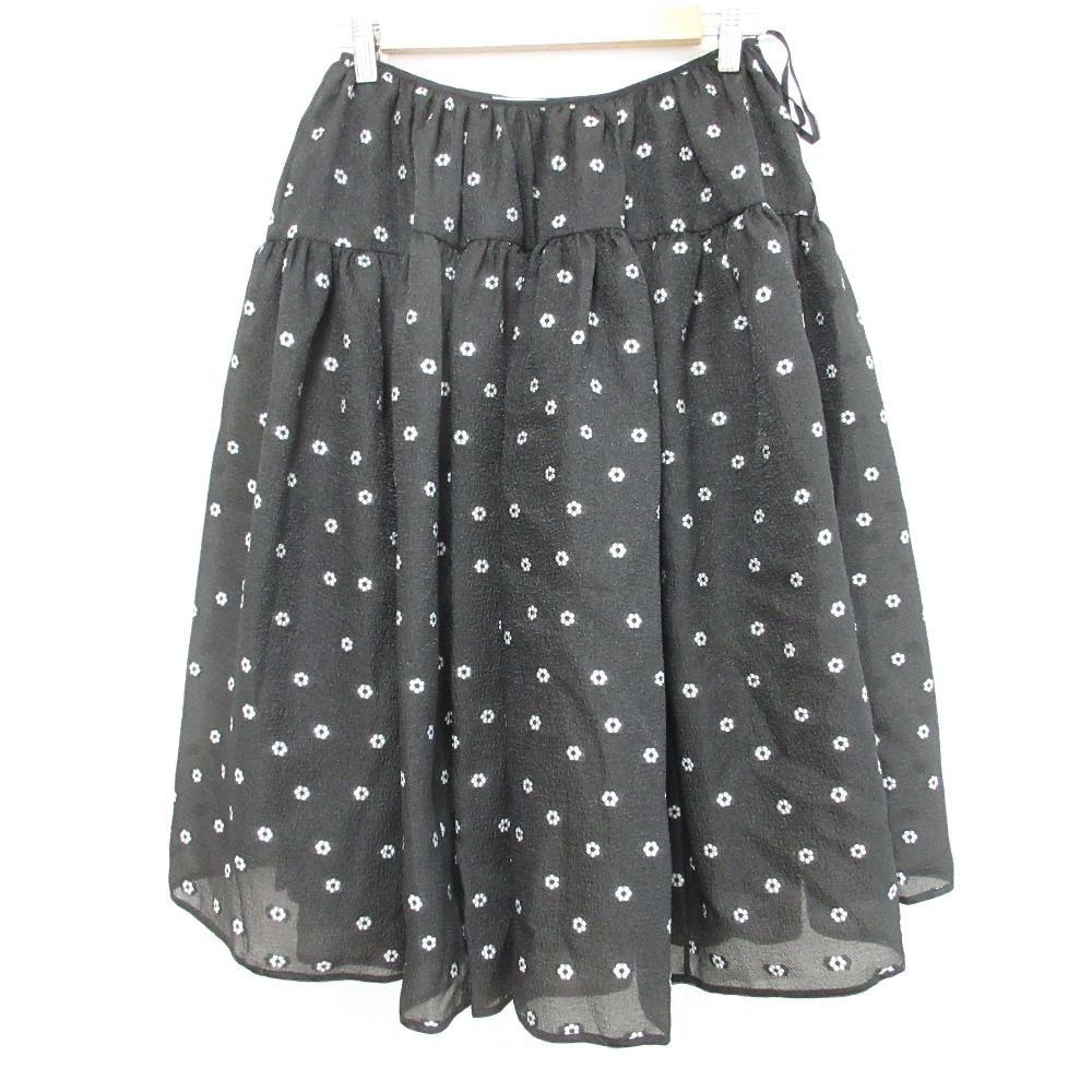 CECILIE BAHNSEN セシリーバンセン ROISE フラワー刺繍 フ スカート サイズUK8 ブラック レディース 古着