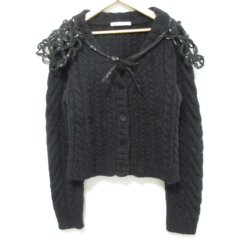 CECILIE BAHNSEN セシリーバンセン MILO CARDIGAN ニット カーディガン サイズXS S ブラック レディース 古着