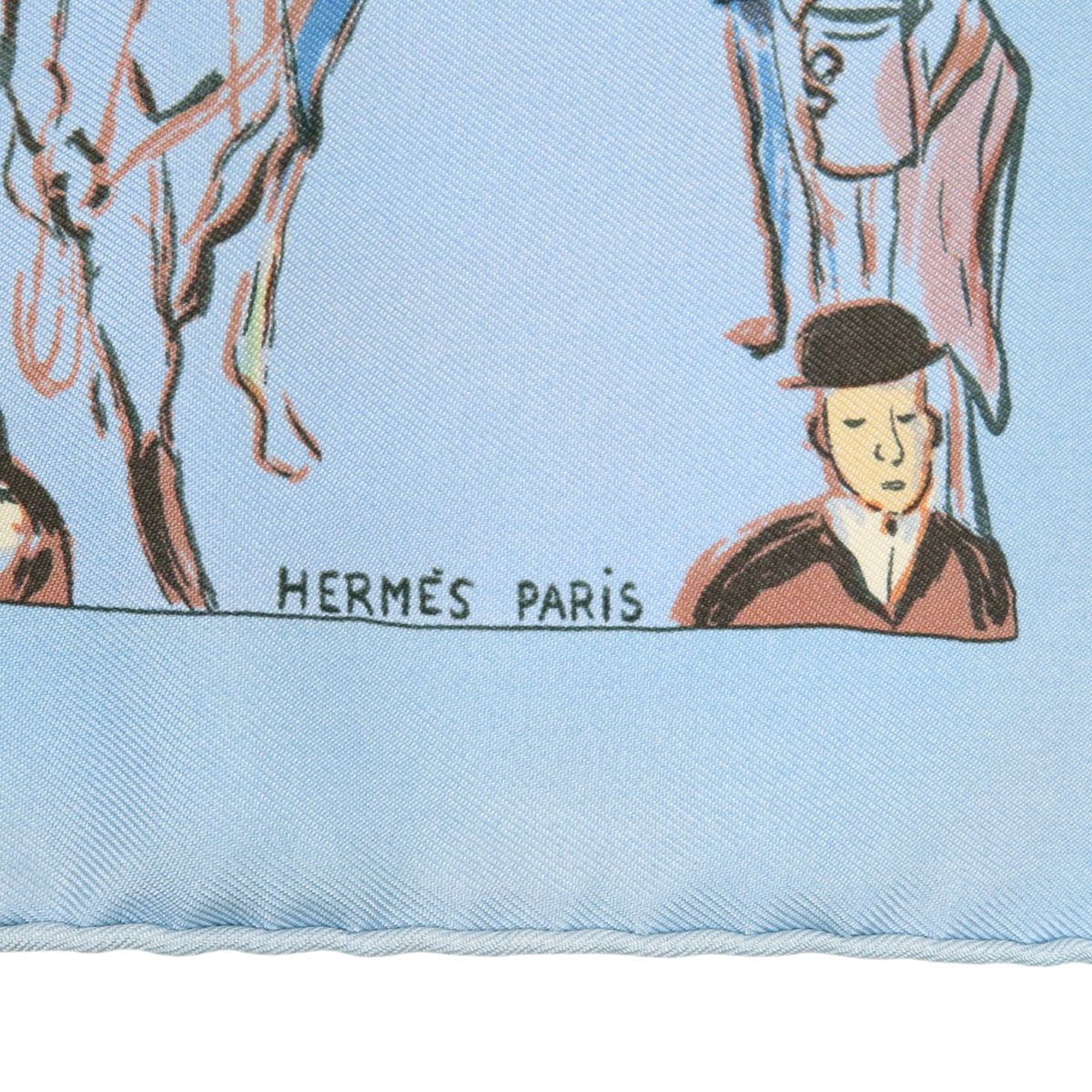 エルメス ガヴロッシュ パドック スカーフ ユニセックス ライトブルー HERMES アパレル 小物