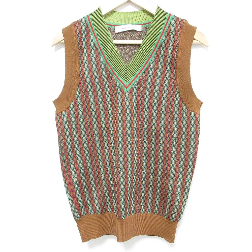 WALES BONNER ウェールズボナー VOLTA JAZZ Vネックニット ベスト プルオーバー サイズ1 マルチ レディース 古着