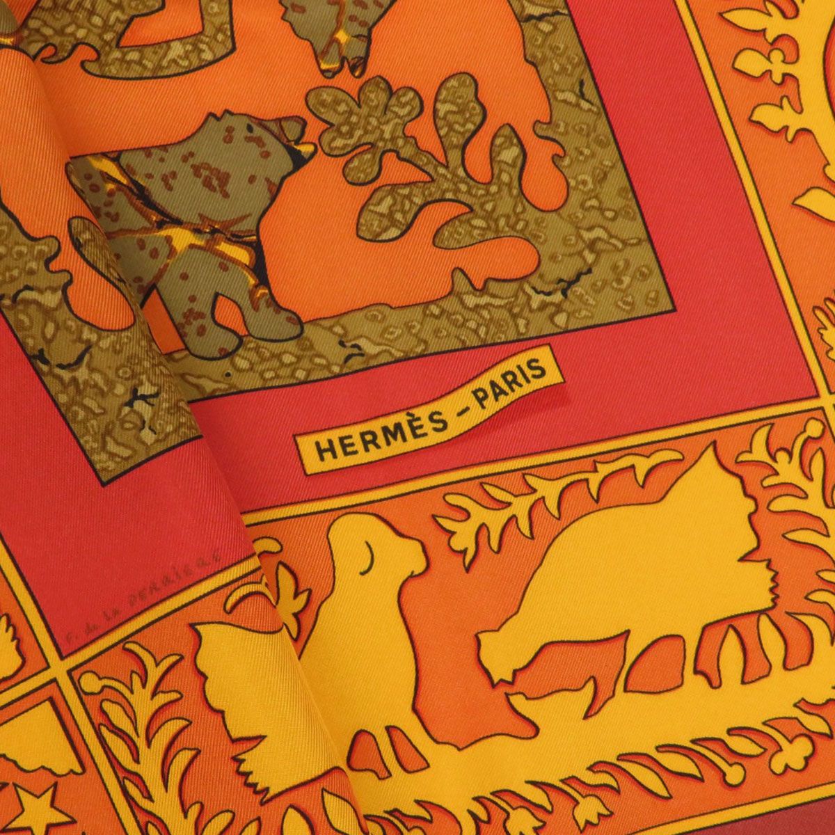 エルメス カレ 90 EARLY AMERICA 古き良きアメリカ スカーフ ユニセックス レッド系 オレンジ系 HERMES アパレル 小物