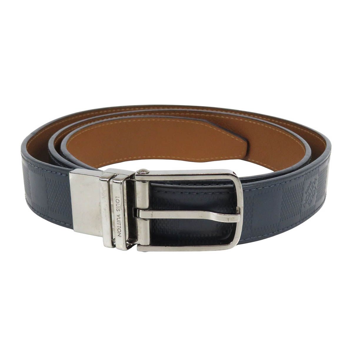 ルイヴィトン ダミエ アンフィニ ベルト 105 42 M9789 ユニセックス ネイビー LOUIS VUITTON アパレル 小物