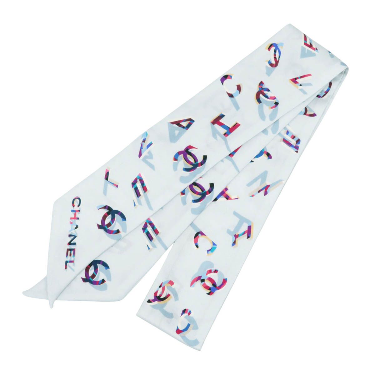 シャネル ココマーク スカーフ ユニセックス ライトブルー CHANEL アパレル 小物