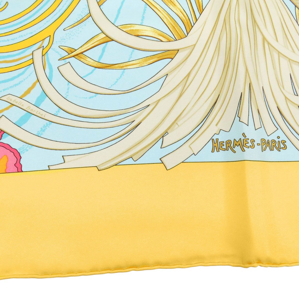 エルメス カレ 90 A CONTRE COURANT 鯉の滝登り スカーフ ユニセックス イエロー系 マルチ HERMES アパレル 小物