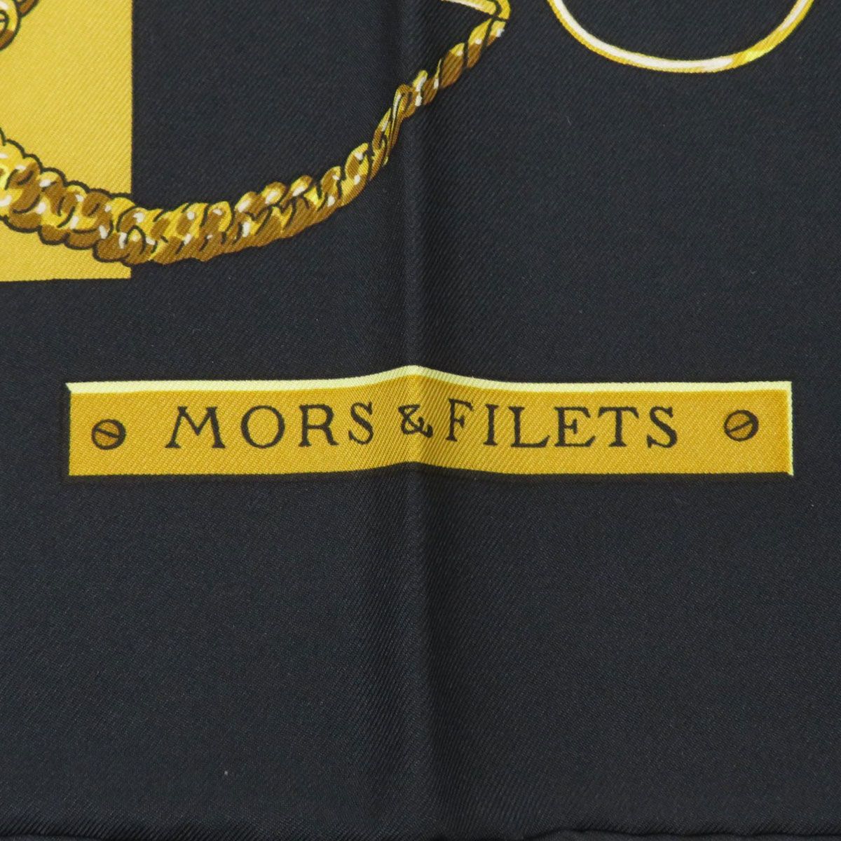  エルメス カレ 90 MORS＆FILETS 馬具とビット ユニセックス ブラック HERMES アパレル 小物 バンダナ スカーフ 小物