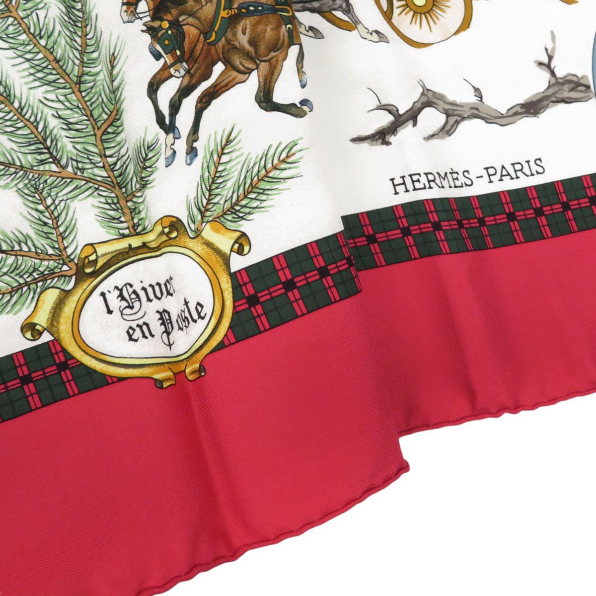 エルメス カレ 90 l Hiver en Poste 冬の郵便馬車 ユニセックス レッド HERMES アパレル 小物