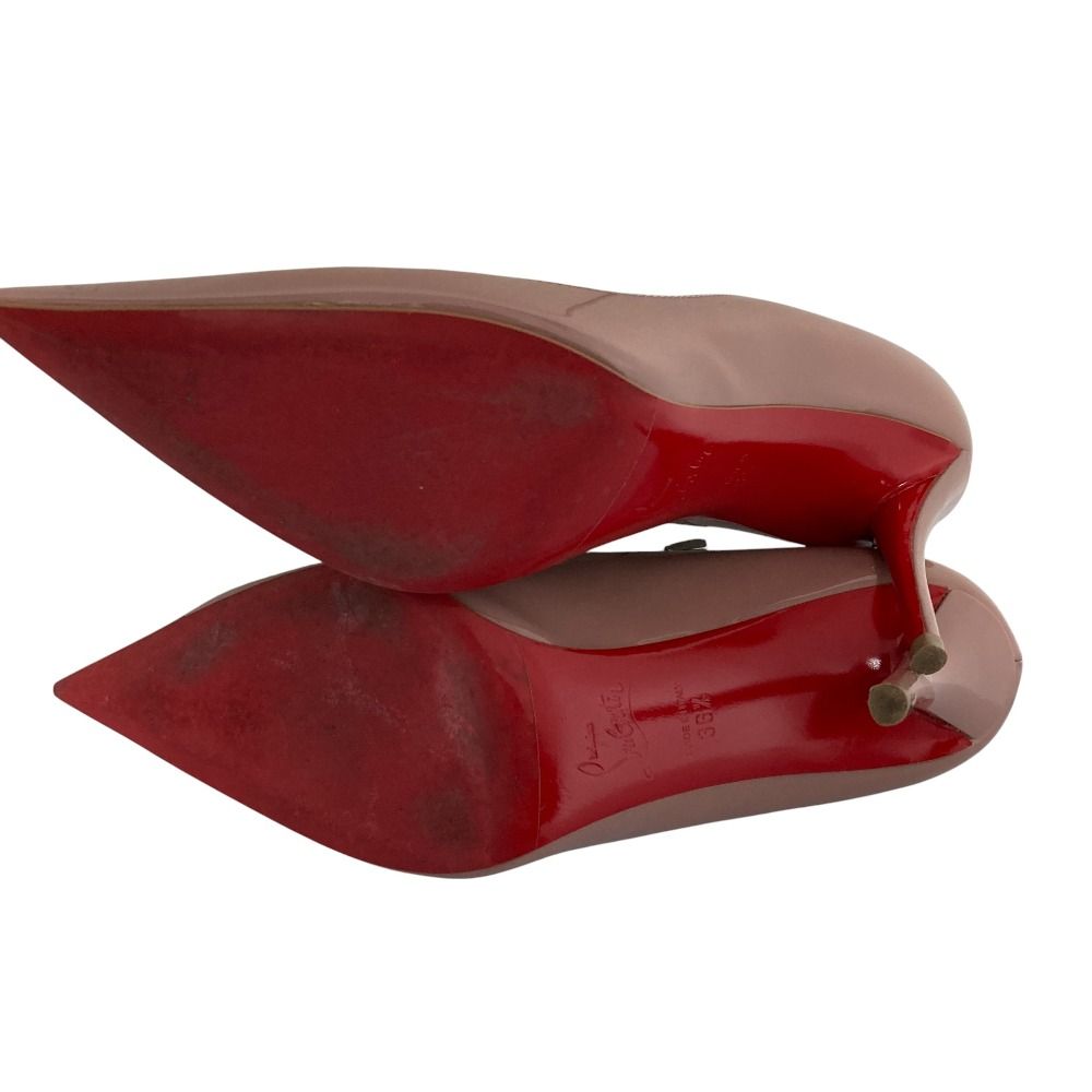 良品　クリスチャンルブタン　ヒール　オープントゥ　パテントレザー　茶　25cm 良品 クリスチャンルブタン ヒール オープントゥ パテントレザー 茶 25cm