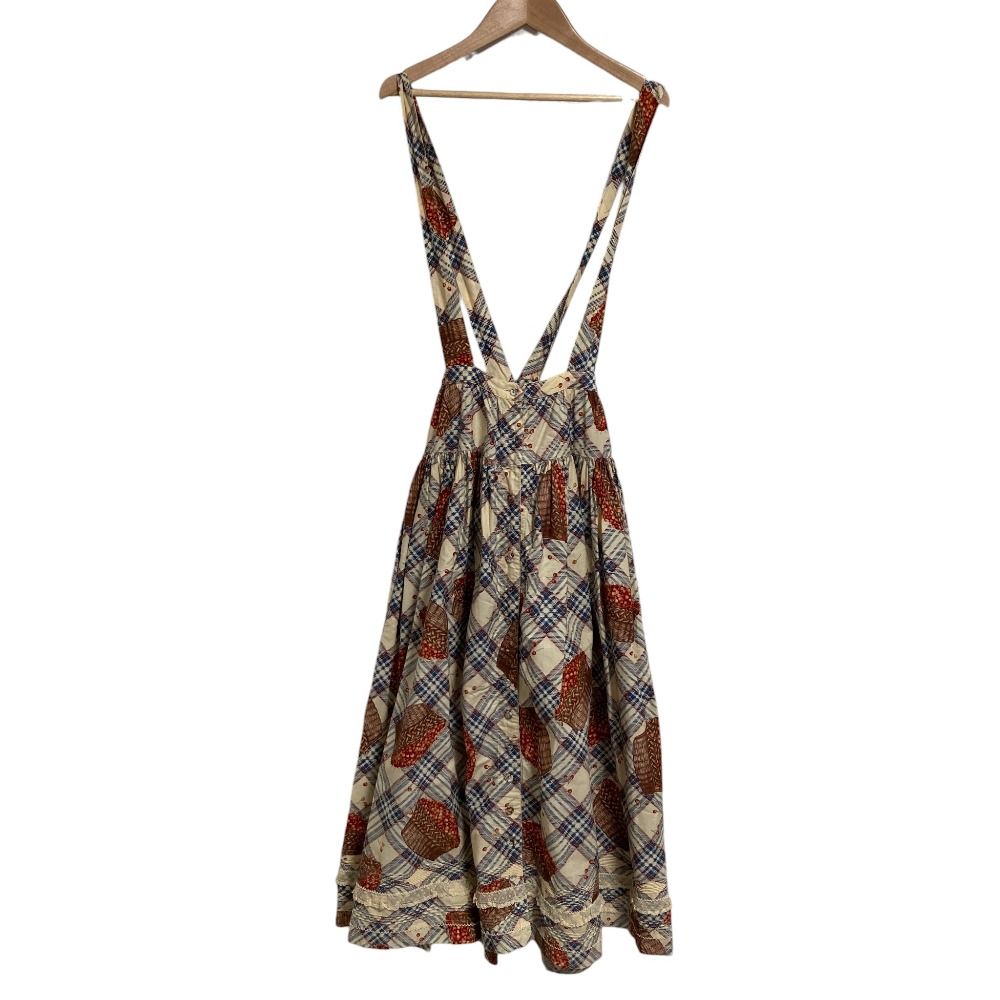 PINK HOUSE ピンクハウス フルーツ柄 ジャンパースカート ブルーブラウン レディース 古着