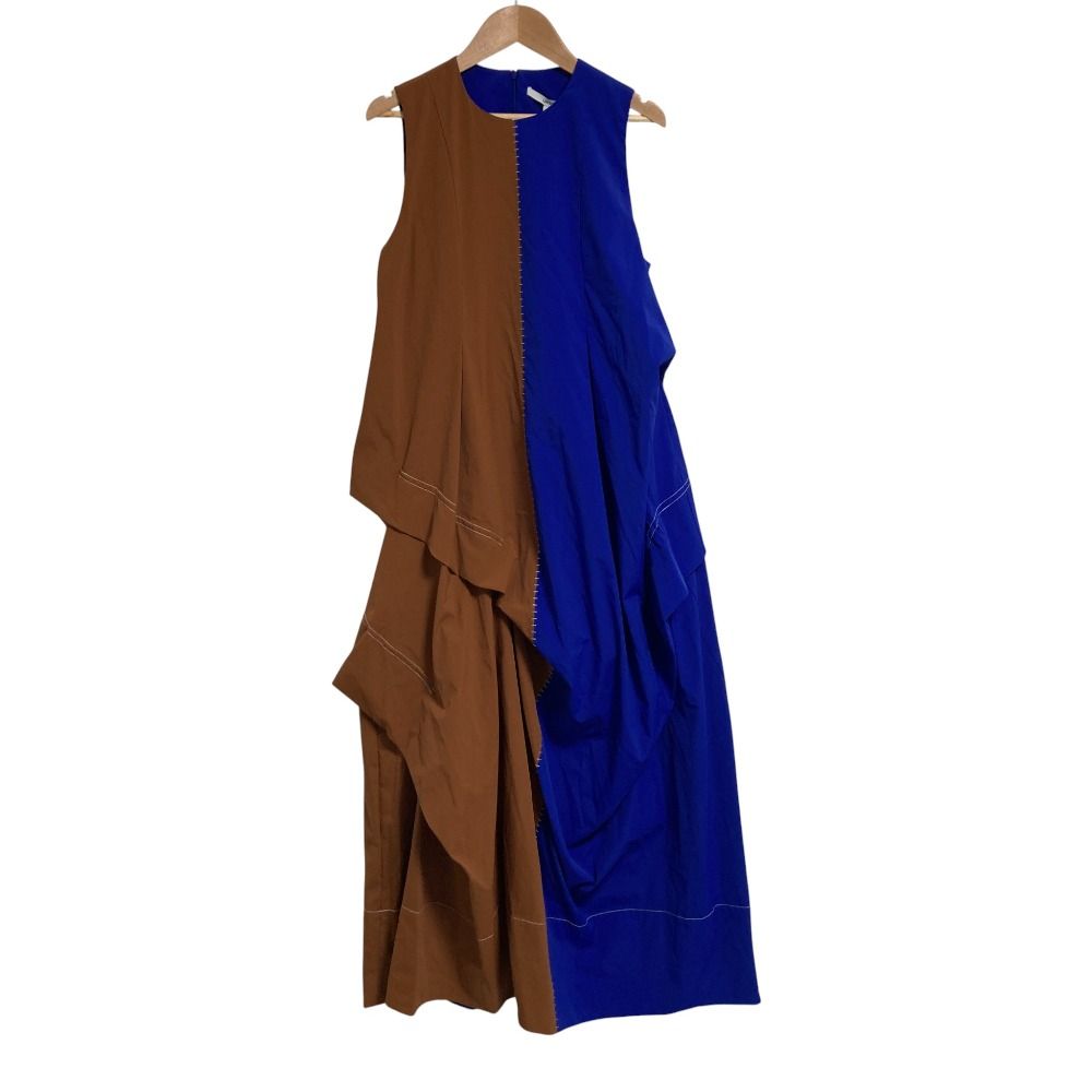 25 AW UN 3 D アンスリード ステッチタック コクーンワンピース サイズ38 ブルー レディース 古着