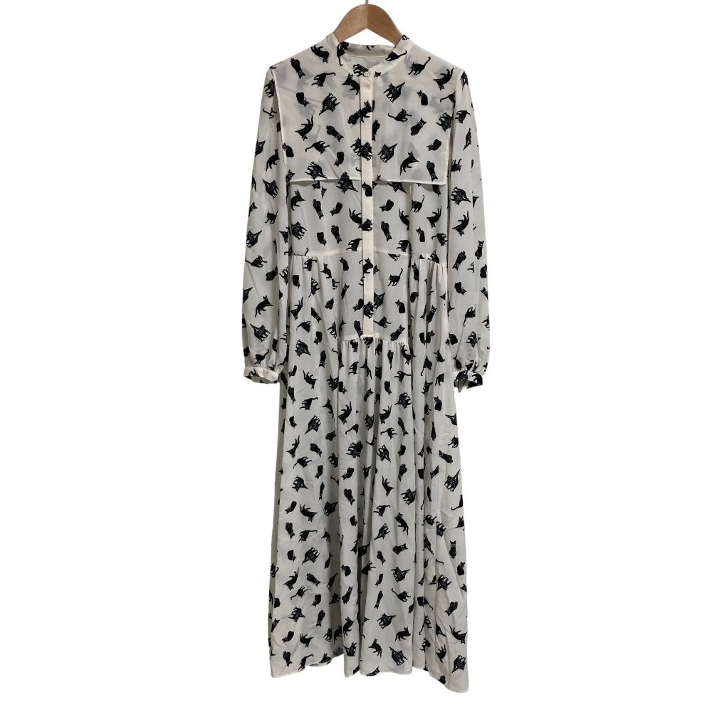 24AW Diagram ダイアグラム グレースコンチネンタル キャットプリント フライヨーク ワンピース 0324431065 サイズ38 キナリ レディース 古着