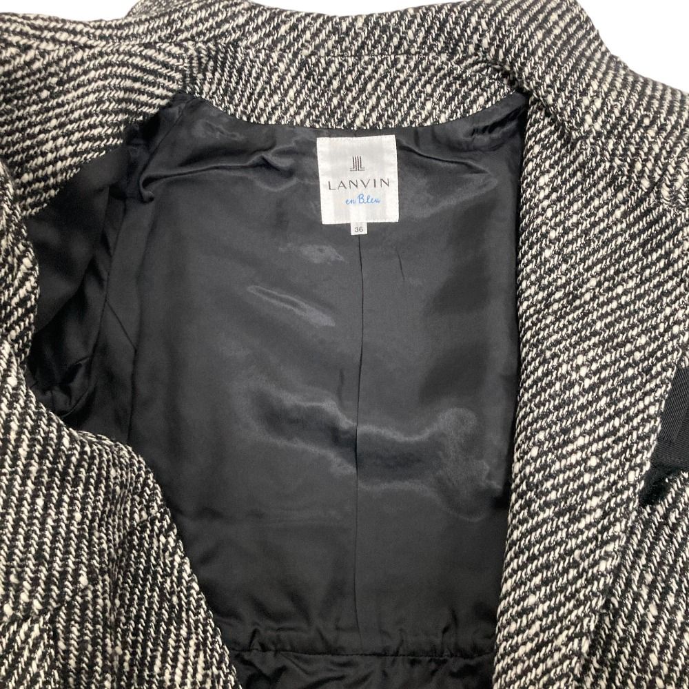 美品 LANVIN en Bleu ランバンオンブルー コサージュ付き ツイード