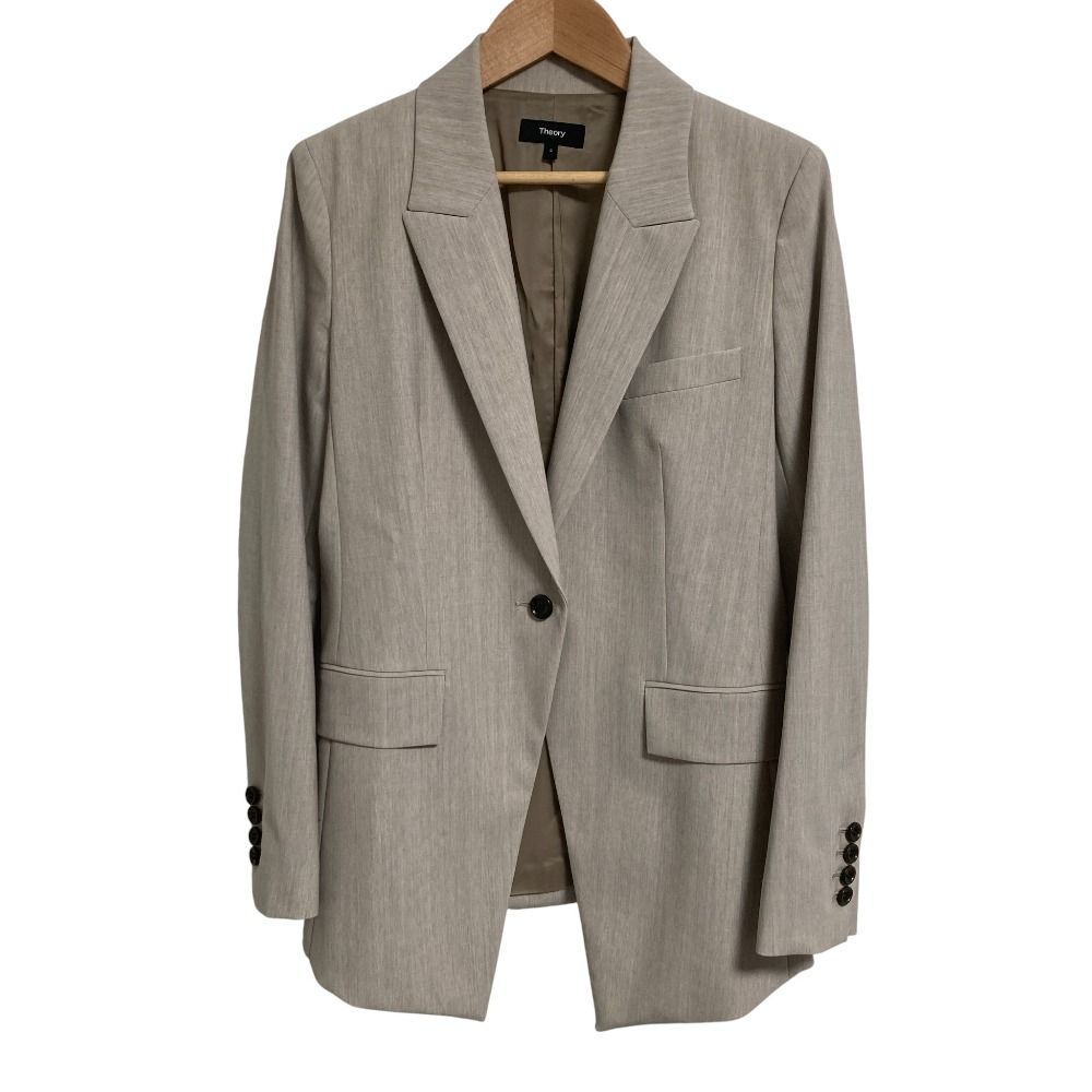 24SS theory セオリー TRACEABLE WOOL テーラードジャケット パンツ スーツ セットアップ サイズ2 グレージュ レディース 古着