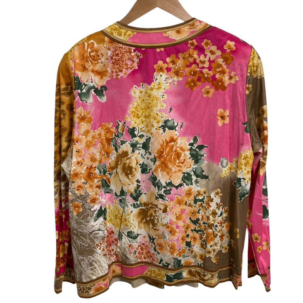 LEONARD レオナール ノー ジャケット カットソー アンサンブル サイズLL ピンク ブラウン レディース 古着