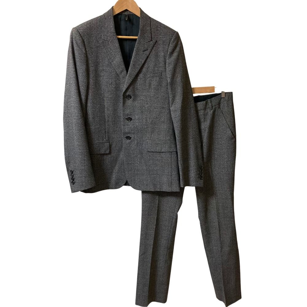 05 AW Dior HOMME ディオールオム エディ期 グレンチェック ジャケット パンツ スーツ セットアップ 48 グレー メンズ 古着