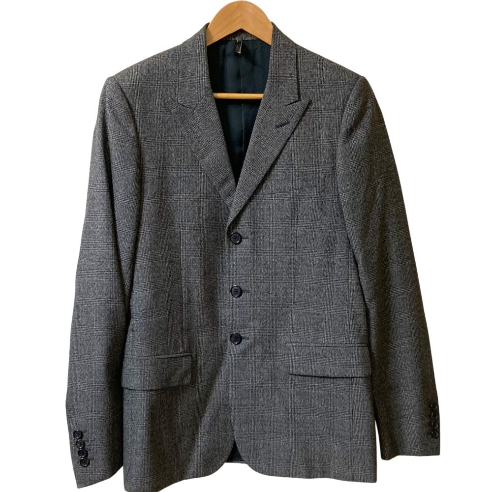 05AW Dior HOMME ディオールオム エディ期 グレンチェック ジャケット パンツ スーツ セットアップ 5HH1073645 48 グレー メンズ 古着
