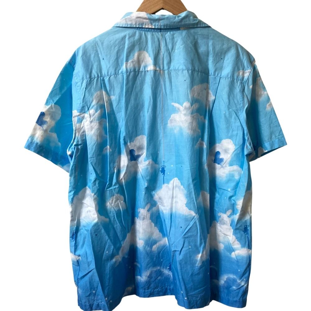 23SS PINK HOUSE ピンクハウス 空プリント ショートスリーブシャツ ブルー レディース 古着