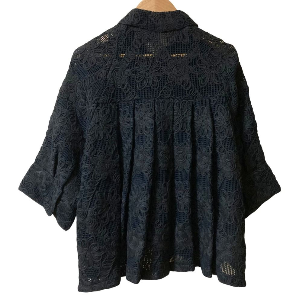 24SS GRACE CONTINENTAL グレースコンチネンタル バックタックレースシャツ 0124101184 サイズ38 ブラック レディース 古着