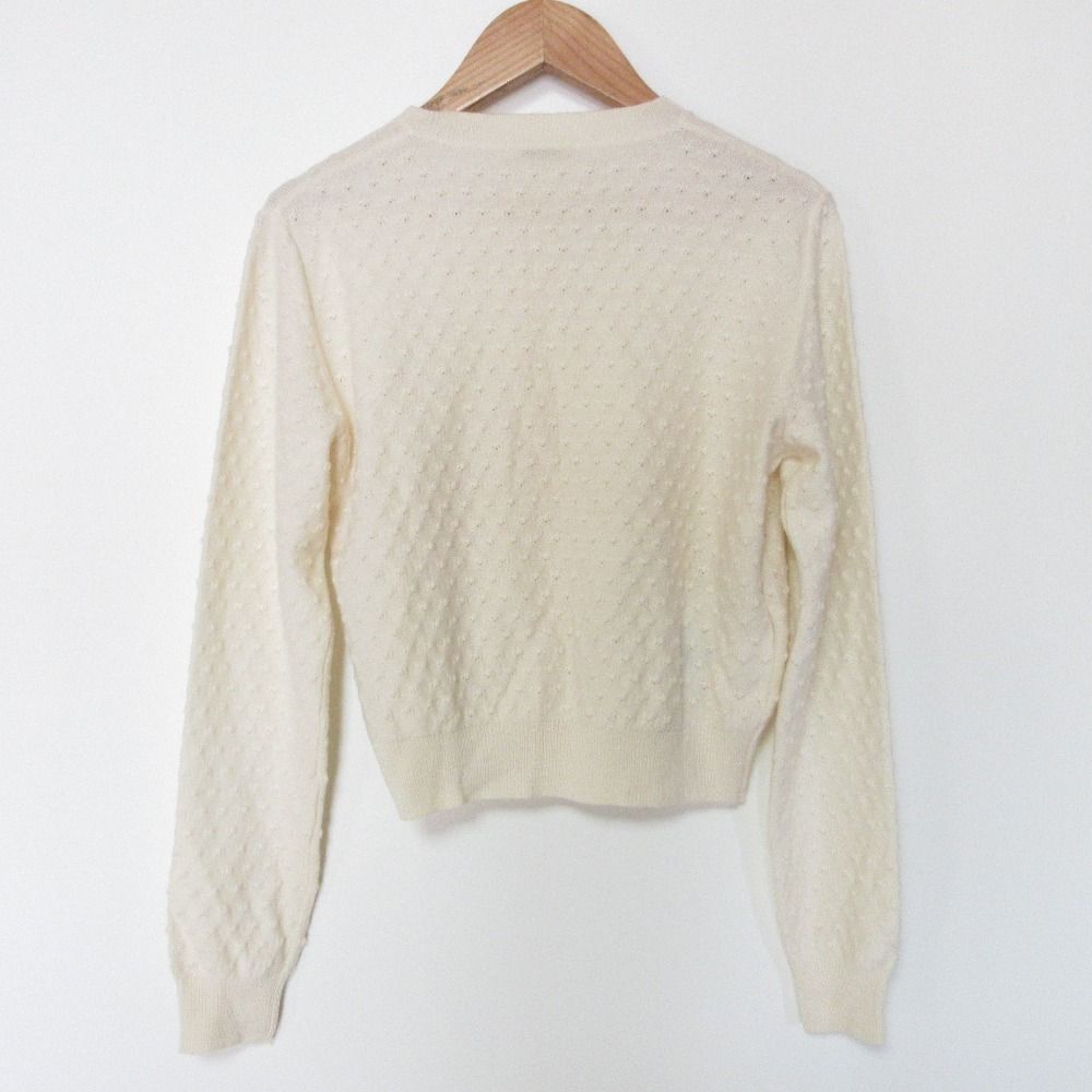 miumiu ミュウミュウ カシミア100％ クルーネック クロップド ニットカーディガン 38 アイボリー レディース 古着