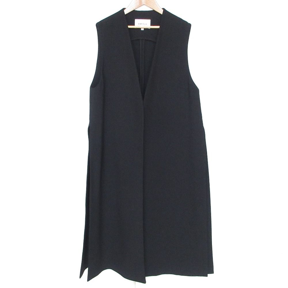 ENFOLD エンフォルド サイドスリット ロングジレ ベスト 38 ブラック レディース 古着