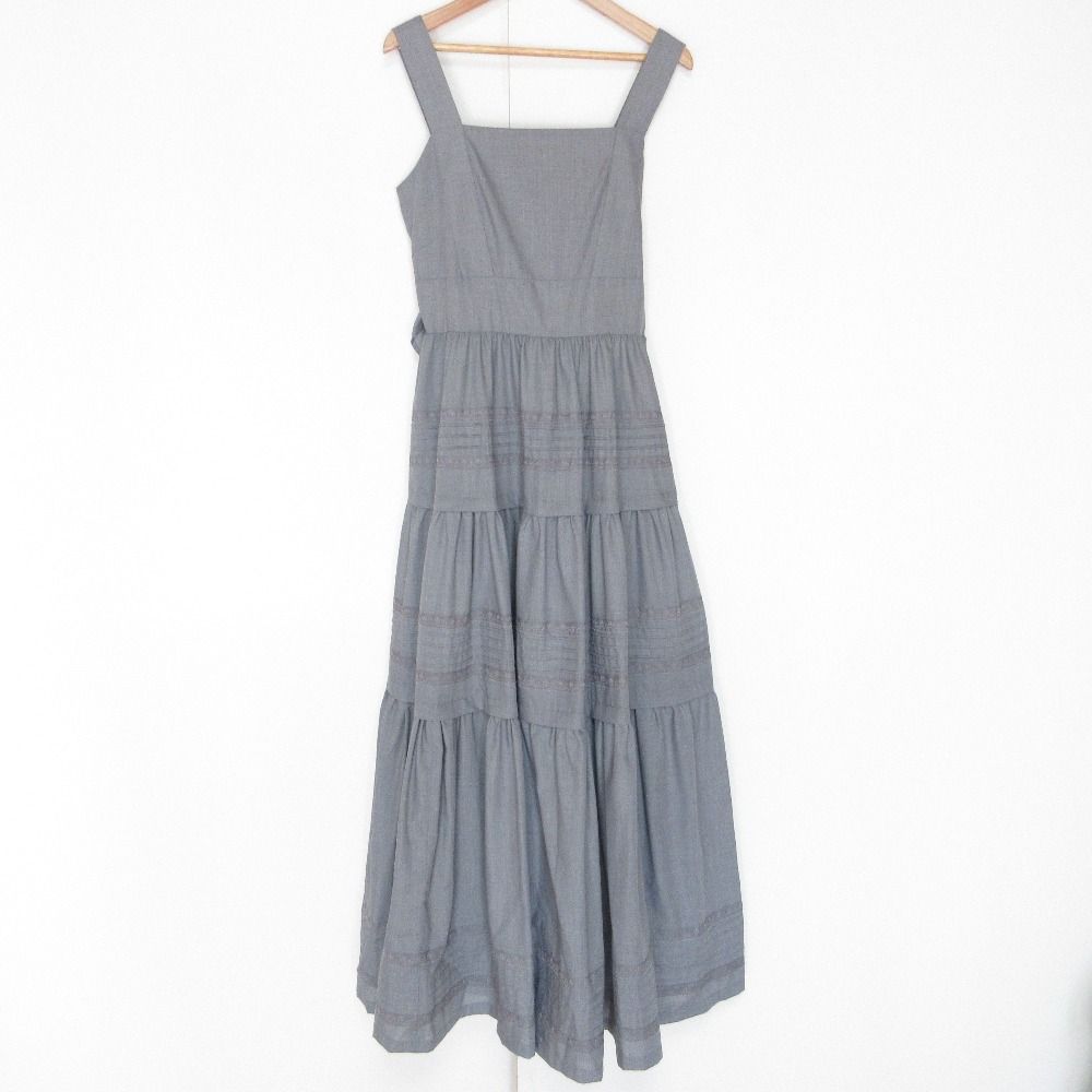 Sov DOUBLE STANDARD CLOTHING ソブ ダブル クロージング シャンブレーレースマキシワンピース 38 グレー レディース 古着