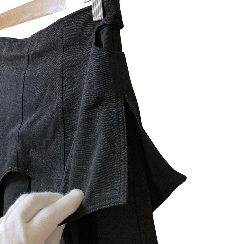  25 SS UN 3 D アンスリード コルセットディテール ワイドパンツ サイズ38 ブラック レディース 古着 ワイドパンツ イージーパンツ パンツ
