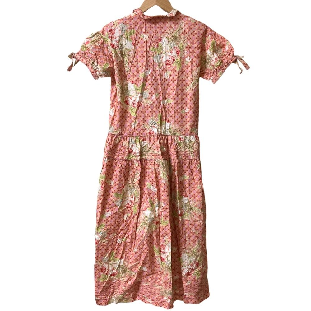 WONDERFUL WORLD ワンダフルワールド フラワープリント チェックワンピース ピンク系 マルチ レディース 古着