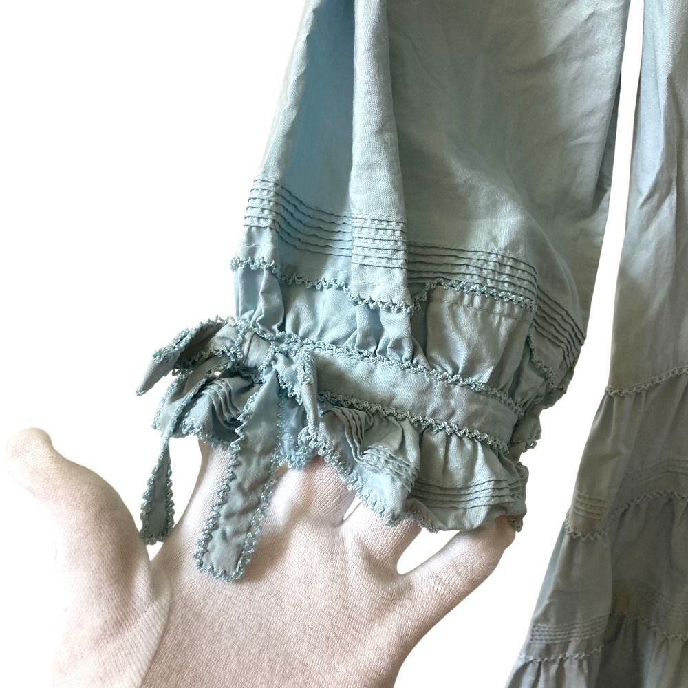  WONDERFUL WORLD ワンダフルワールド フリル リボンワンピース ライトブルー レディース 古着 長袖 七分袖 その他