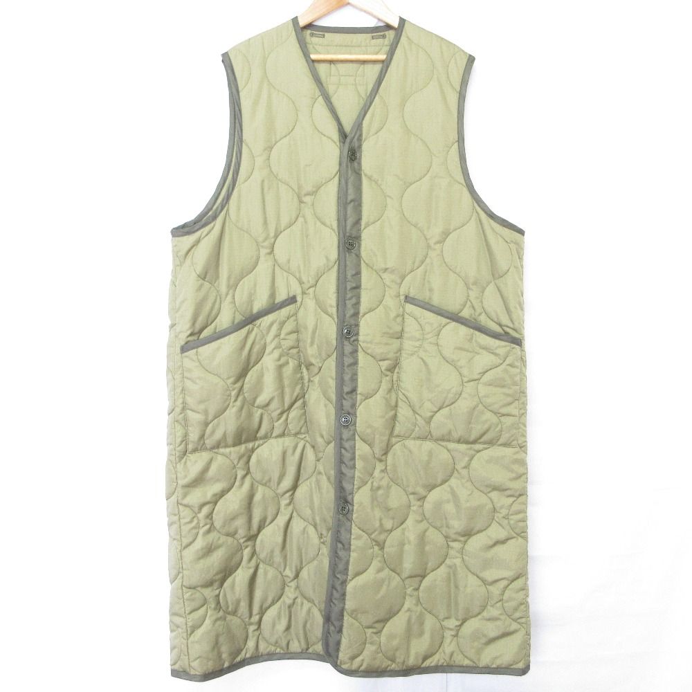 22AW HYKE ハイク キルティング ロングベスト ノースリーブコート 222-17360 サイズ1 カーキ レディース 古着