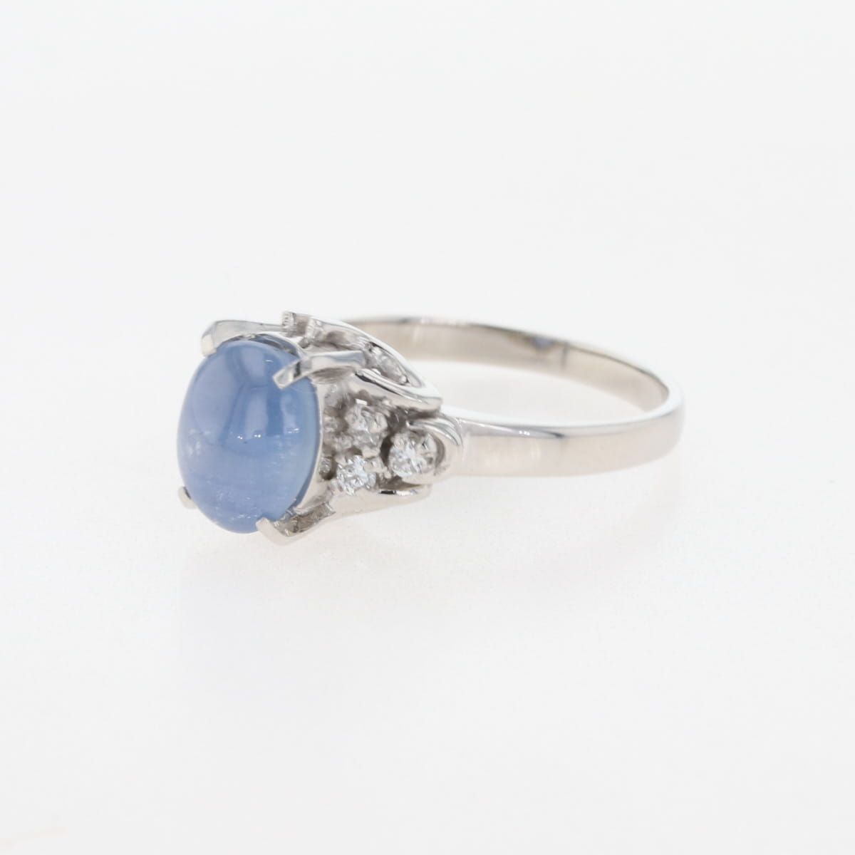 スターサファイア デザインリング プラチナ 指輪 メレダイヤ リング 11.5号 Pt 900 ダイヤモンド レディース