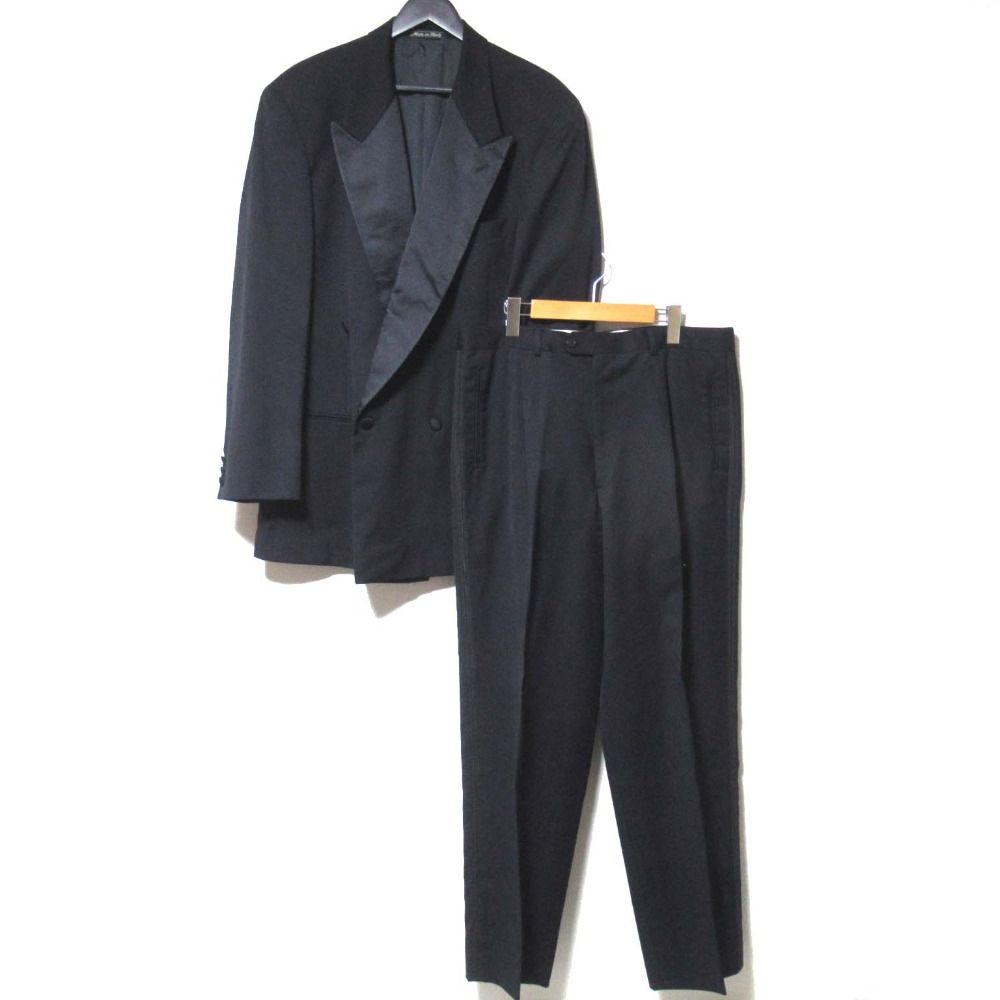 GIORGIO ARMANI ジョルジオアルマーニ タキシード ジャケット スラックス パンツ スーツ セットアップ 54REG ブラック メンズ 古着