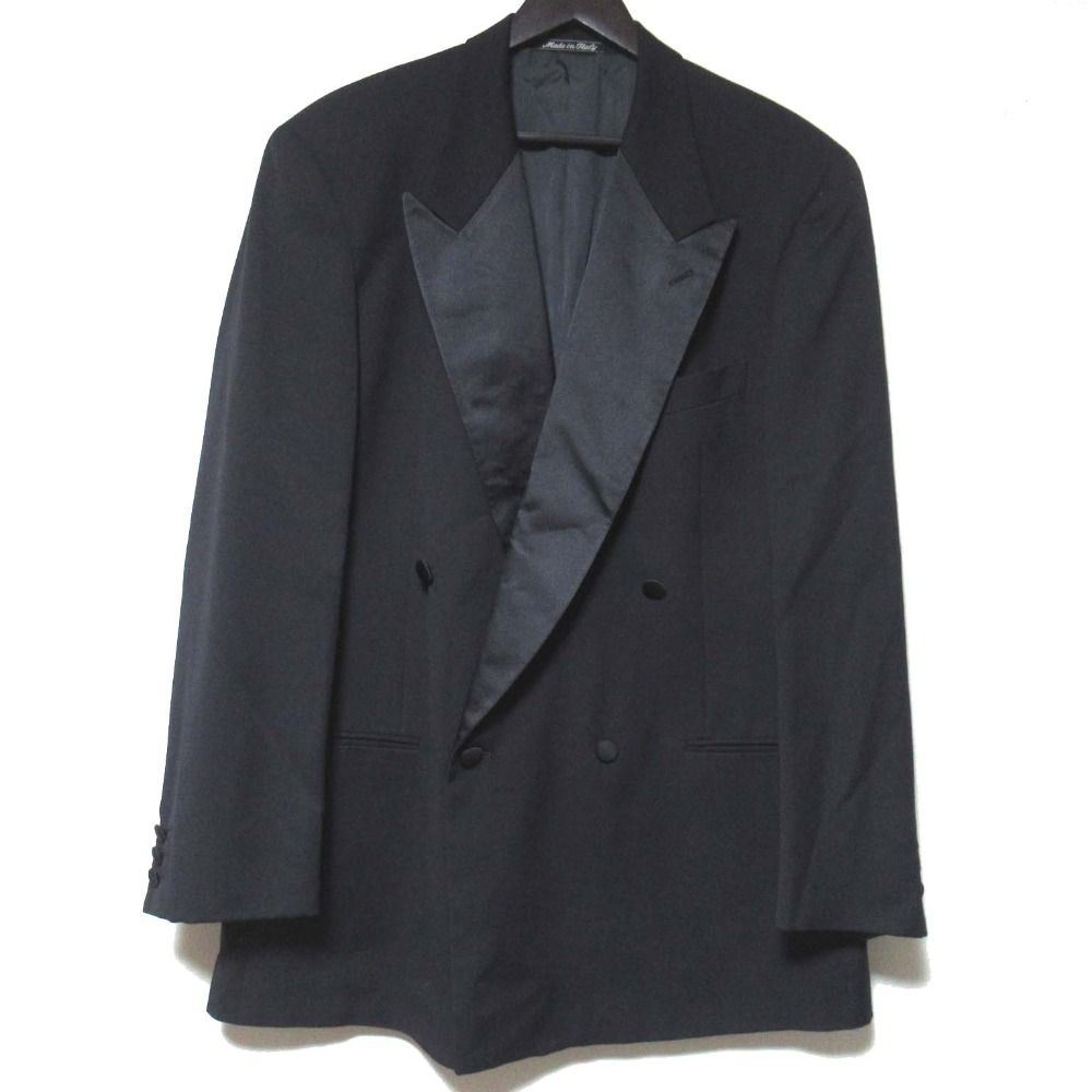 GIORGIO ARMANI ジョルジオアルマーニ タキシード ジャケット スラックス パンツ スーツ セットアップ 54REG ブラック メンズ 古着