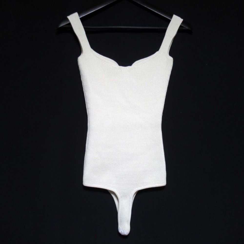 KHAITE ケイト リブニット ボディスーツ キャミソール Sサイズ アイボリー レディース 古着