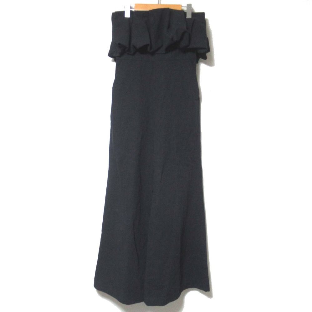 SIMKHAI シンカイ ストラップレス ベアトップ コットンリネン フリル ジャンプスーツ サイズ4 ブラック レディース 古着