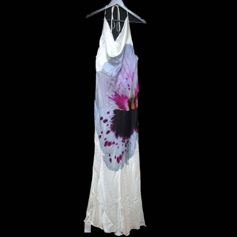 RAT-BOA ラットアンドボア フラワープリント ホルターネック ロングワンピース Mサイズ アイボリー レディース 古着