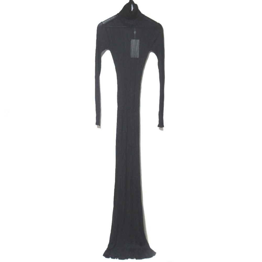 RAT-BOA ラットアンドボア 長袖 ハイネック リブニット ロングワンピース S Mサイズ ブラック レディース 古着