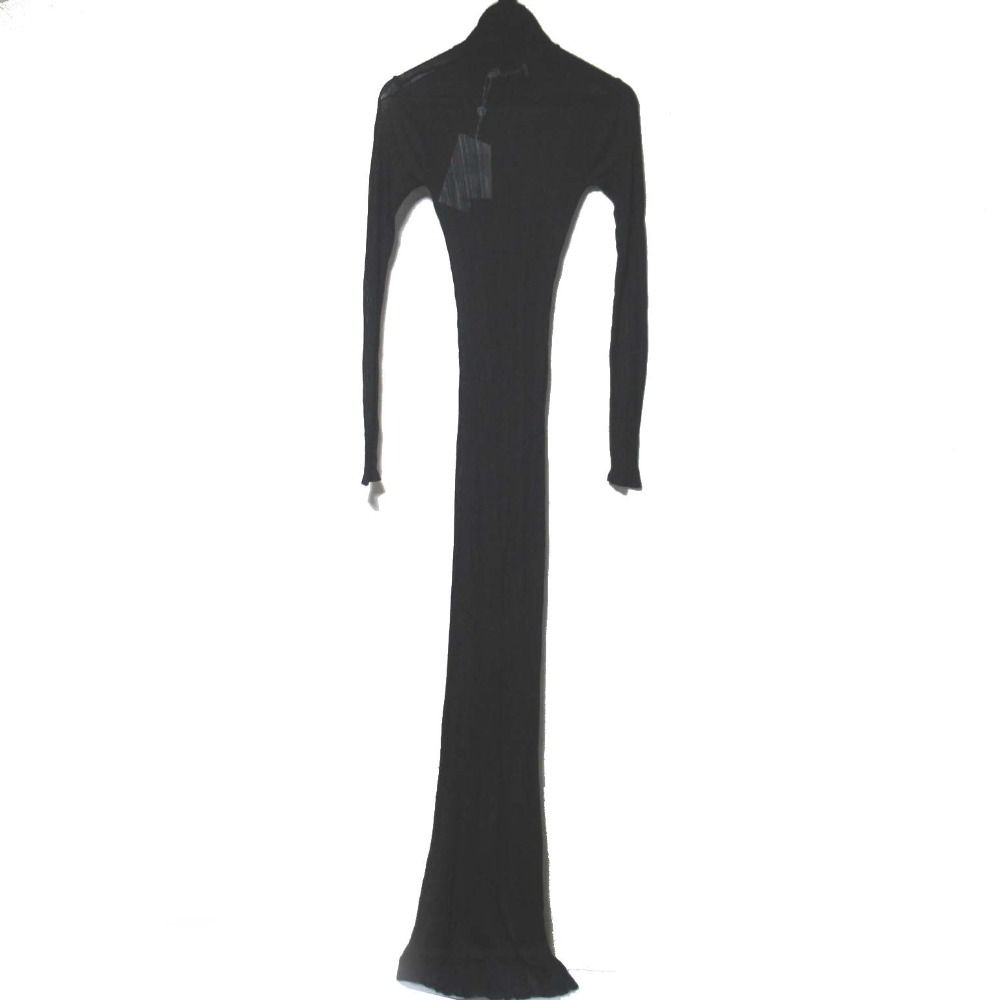 RAT-BOA ラットアンドボア 長袖 ハイネック リブニット ロングワンピース S Mサイズ ブラック レディース 古着