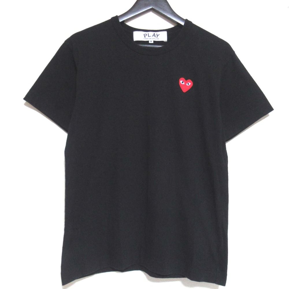 美品 25SS PLAY COMME des GARCONS プレイコムデギャルソン ハートワッペン 天竺 半袖 Tシャツ Mサイズ ブラック メンズ 古着  USED