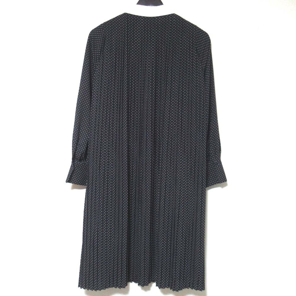 CELFORD セルフォード ピンドット柄 ひざ丈 プリーツ ワンピース サイズ36 ブラック×ホワイト レディース 古着