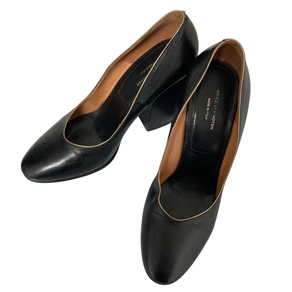 美品 DRIES VAN NOTEN ドリスヴァンノッテン チャンキーヒール レザー