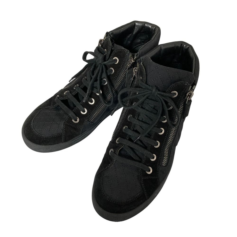 美品 CHANEL シャネル ココマーク ダブルジップ ハイカット スニーカー