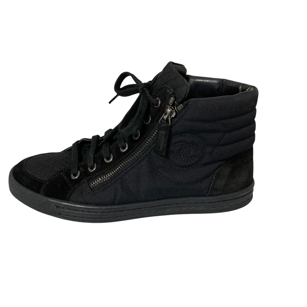 美品 CHANEL シャネル ココマーク ダブルジップ ハイカット スニーカー