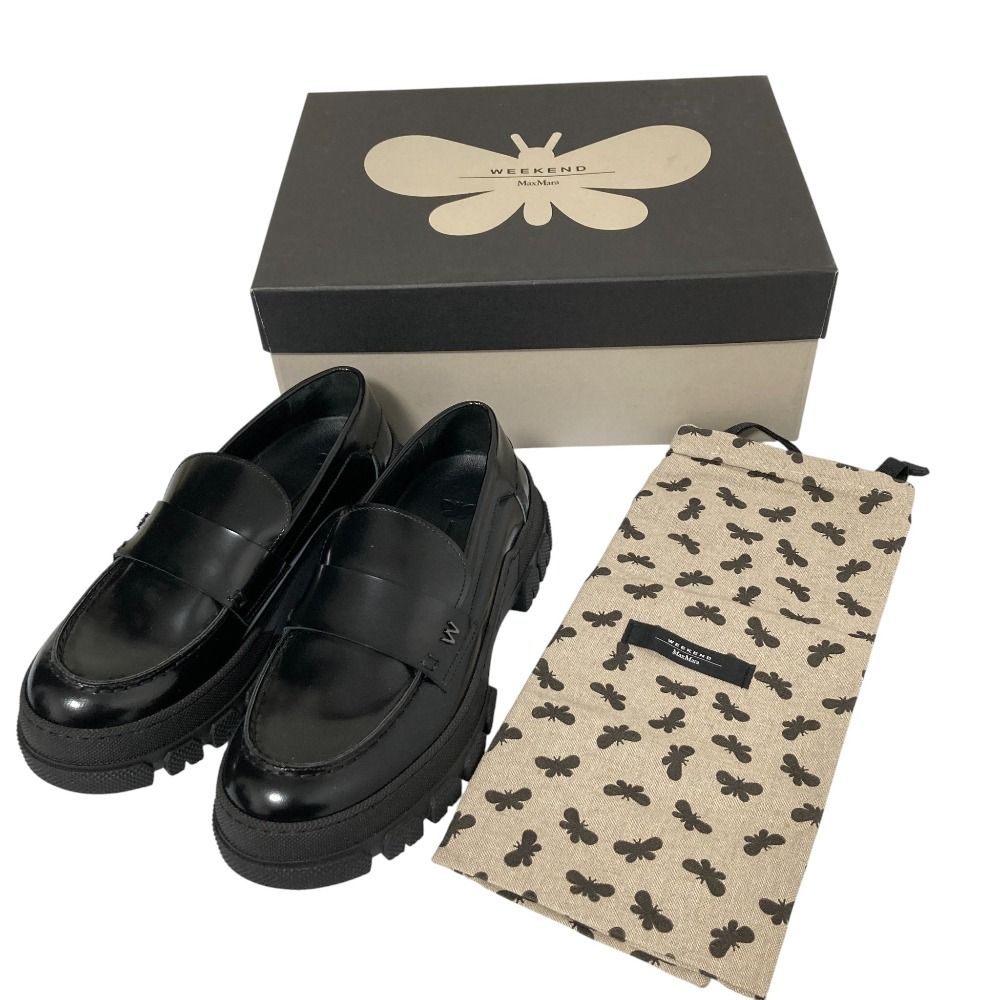 24 AW Max Mara マックスマーラ ウィークエンド コネロ 厚底ローファー シューズ 23 cm相当 ブラック レディース 古着