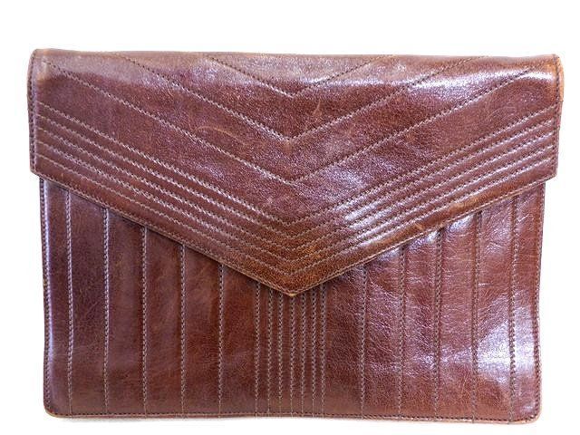 イヴサンローラン クラッチバッグ メンズ レディース レザー ブラウン系 ヴィンテージ YVES SAINT LAURENT 7K