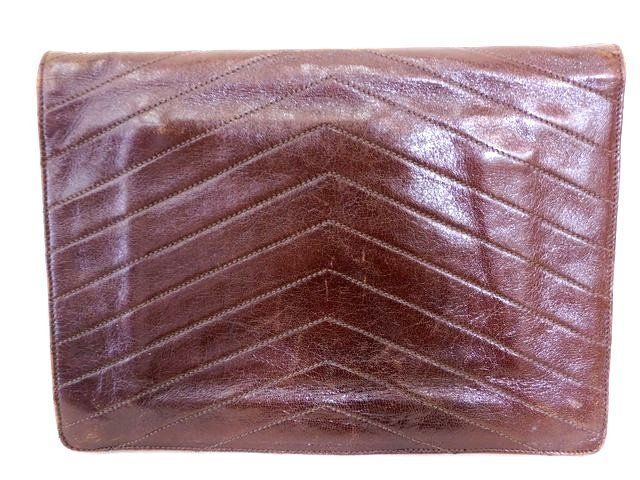 イヴサンローラン クラッチバッグ メンズ レディース レザー ブラウン系 ヴィンテージ YVES SAINT LAURENT 7K