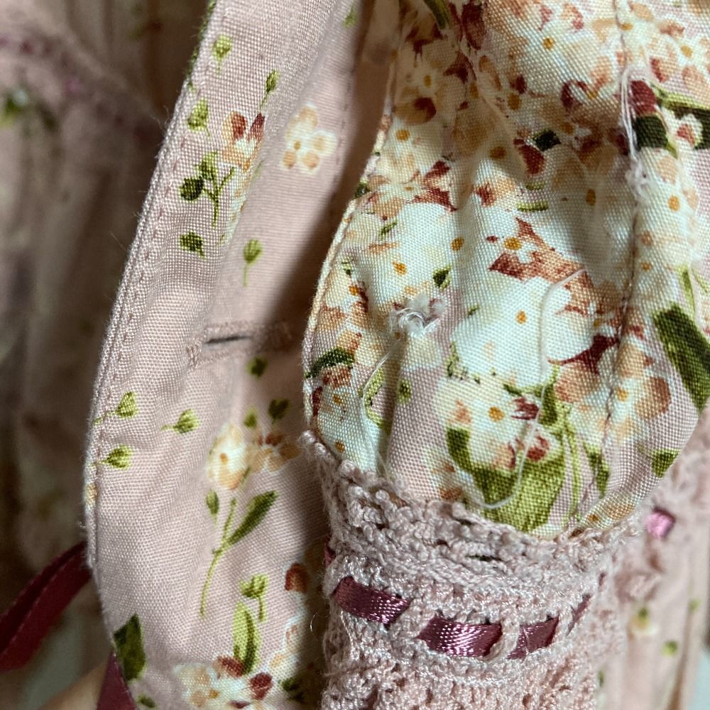 PINK HOUSE ピンクハウス フラワープリントレースロングスカート ピンク レディース 古着 MERCADOAVALIA_COM_BR