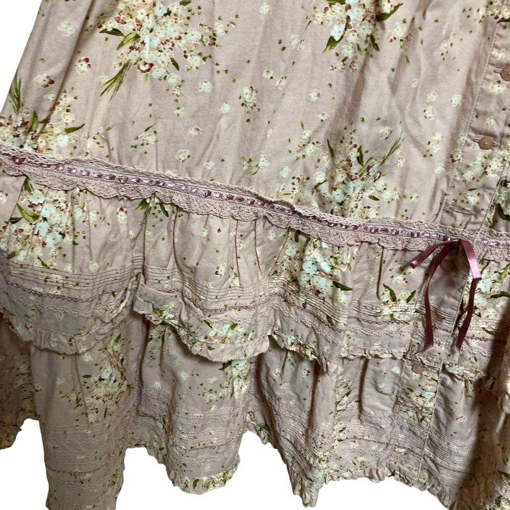 フラワープリントレースロングスカート